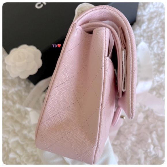 🎁 CHANEL Classic Double classic flap 22S rose Clair light pink ( Caviar) - Picture 5 of 16